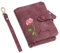 Wamantic Portefeuille Personnalisé Femme Portefeuille Personnalisé avec Nom et Fleur de Naissance Porte Monnaie Court en Cuir PU Portefeuille Petit Format Compact avec 16 Emplacements Cartes(Violet)