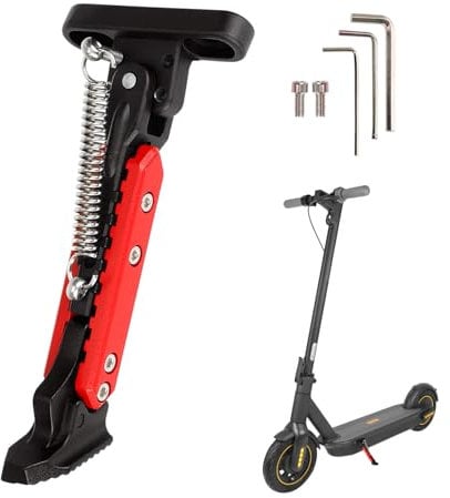 Elektroroller Kickstand, Scooter Ständer, Scooter Seitenständer, Fußstütze Seitenstütze Parkständer Zubehör Ständer, für MAX G30 /G30LP/G30D/G30E Elektroroller (Schwarz Rot)