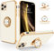 SouliGo Hülle kompatibel mit iPhone 11 Pro Max, iPhone 11 Pro Max Handyhülle Slim weiche TPU Silikon Case mit 360 Grad Ring Halter Ständer stabil Kratzfest Hülle für iPhone 11 Pro Max 6.5'' Weiß Gold