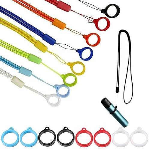 Laccio da Collo Laccetto, cordino per sigaretta elettronica con anello in silicone anti-smarrimento per appendere sigarette elettroniche, penne e chiavi, 8 Cordini+16 Anelli