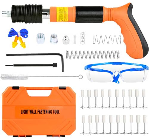 Sparachiodi Pistola Manuale Sparachiodi con 200 Chiodi Tondi, Pistola Sparachiodi Silenziamento Manuale per Penetrare Nelle Pareti in Calcestruzzo. (Pistola sparachiodi + 200 chiodi)