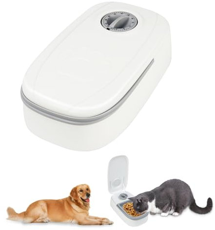 48 Hours Automatic Pet Feeder with Timer - Timer Automatic Feeders for Cats and Dogs, 350ml Cat Food Dispenser Automatic Open (Grey)