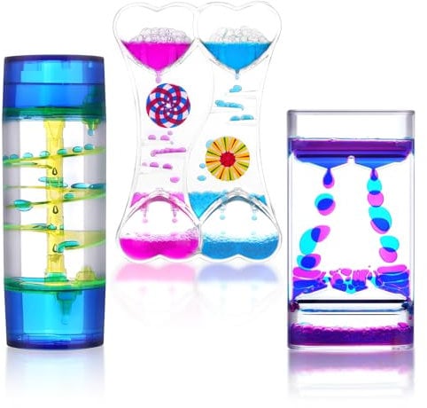 OSDUE Minuteur sensoriel Liquide, Liquid Motion Timer Bubbler, Lot de 3 Jouets sensoriels pour la Relaxation minuteur, pour soulager Le Stress Sablier, Cadeaux pour Adultes et Enfants
