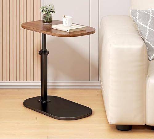 Gelory Height Adjustable SideTable - 360° Swivel Couch Bedside End Tables, Small Coffee Laptop Table for Sofa, Office, Living Room, Bedroom (Lifting-black walnut large)