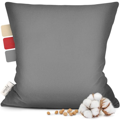 smøla Kirschkernkissen für Mikrowelle, Körnerkissen 24x25cm I Wärmekissen 100% Baumwolle I 750g Kirschkerne I Natürliche Wärmflasche für Kinder & Erwachsene, Edelgrau