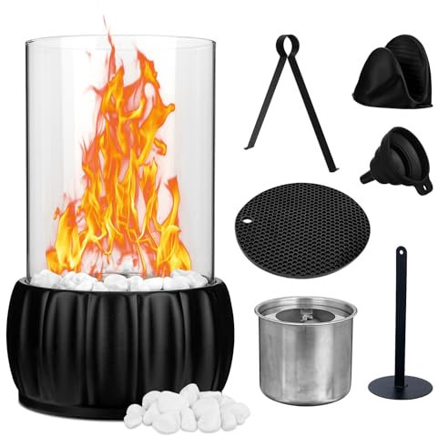 Coikes Tischkamin Portable Bioethanol Tischkamin Rauchfrei Bio Ethanol Kamin Winddicht Tischfeuer Outdoor Indoor Bio Ethanol mit 8 Zubehörteilen für Terrasse Balkon Garten Deko Party