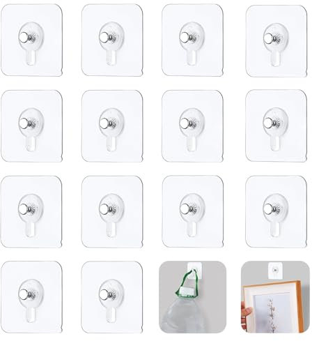 14 Piezas Soporte de tornillo transparente de PVC, Ganchos Adhesivos Para Cuadros, Sin Necesidad De Taladrar, Para Fotos, PóSteres, Fotos, Marcos,techo colgante de pared