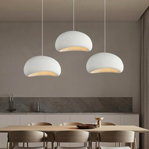 Wabi-sabi Pendelleuchte E27 Modern Pendellampe Esstisch Hängeleuchte Lampenschirm Aus Steinimitat kreativ Vogelnest Kronleuchter Für Schlafzimmer Wohnzimmer Esszimmer Küche Insel Flur Weiß 3-flammig,A