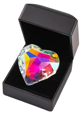 MagiDeal Bunter Kronleuchter in Herzform, Prismen-Anhänger, multifunktional, elegant, für den Hausgarten, mit Geschenkbox und Seil zum Aufhängen, 4.5 cm X 4.5 cm