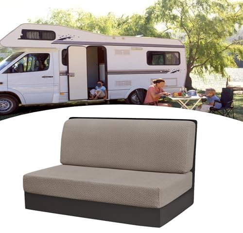 Eysbiy Wohnmobil Sofabezug, 2 Stück (1 Set) Wohnwagen Sofa-Sitzkissenbezug Stretch Jacquard RV-Sitzbezüge Camper Loveseat Sofa Möbelschutz Waschbarer Kissen Schonbezüge für Anhänger (Khaki)