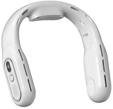 Portable Neck Fan with LED Display, Bladeless Rechargeable Neck Air Conditioner with Cooling Plate, 360°Cooling Airflow Foldable Leafless Hanging Neck Fan for Travel Sports Home Office Outdoor