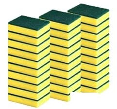 Esponjas de Limpieza para Cocina, Doble Cara Verde y Amarilla, Paquete de 50 Unidades