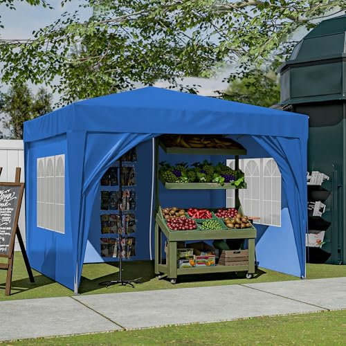 Thanaddo Pavillon 3x3m mit 4 Seitenwänden & Tragetasche, 3-Fach Höhenverstellbar Faltpavillon, Stabil Wasserdicht Winterfest Gartenpavillon, UV Schutz Partyzelt für Garten Outdoor Camping (Blau)