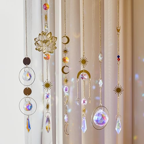6 Stück Sonnenfänger Kristall Fensterdeko zum Aufhängen – Bunte Regenbogen Prisma Sun Catcher Kristallkugeln als Windspiel für Haus, Garten, Weihnachten, Hochzeit & Party Dekoration