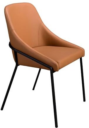 Angel CERDÁ – Esszimmerstuhl – Modernes, Funktionales und Zeitloses Design – 53 x 59 x 83 cm – Bezogen mit Orangener Kunstleder und Beinen aus Schwarzem Edelstahl