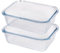 Argon Tableware Optical Rectangular Glass Cake Dishes - 20cm x 15cm - 2X Medium Deep Pie Brownie Cheesecake Bread Sponge Oven Baking Tin Tray Pan | Microwave Safe, Freezer Safe