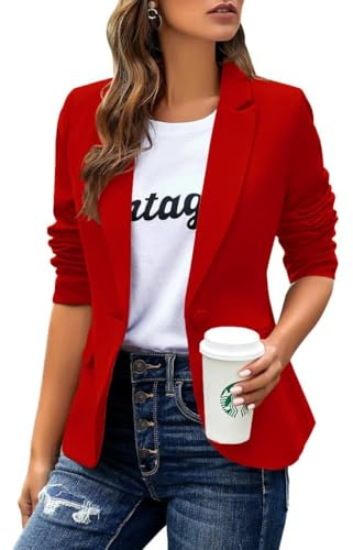 Cicy Bell - Giacca casual a maniche lunghe, blazer con risvolto, adatto per l’ ufficio e il lavoro, giacca blazer