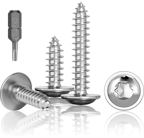 HXJDAM 150 Stück Blechschrauben Edelstahl Holzschrauben Torx M3x10mm | Selbstschneidende Schrauben mit Scheibe, Rostfrei A2 V2A Torx Schrauben Vollgewinde, Flachkopfschrauben mit T10 Bohre