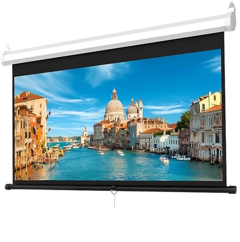 Beamer Leinwand Manueller Rollo, 60 Zoll 8K/4K Ultra HD 4:3 Roll-Down Einziehbarer Projektor Leinwand mit Automatischer Verriegelung