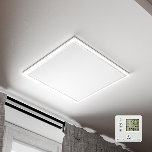 Radi8 Industries Far Infrared Electric Panel Heater | Low Energy Ceiling Mounted, With LED, Wifi/Thermostat, (655x630mm) 400W 220-240V/50Hz, UK-Brand