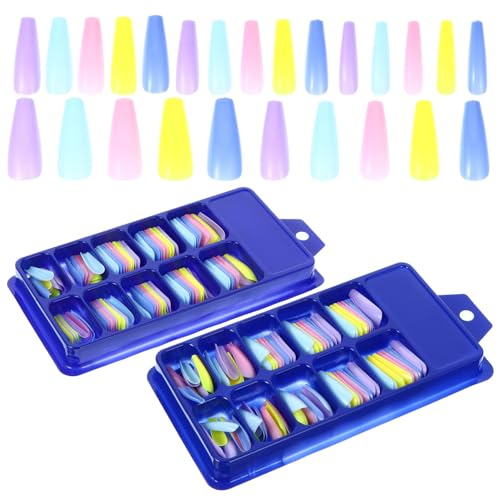 Alipis Lange Bunte Künstliche Fingernägel Komfortable Maniküre Erfahrung Zufällige Farbe 2 Packungen aus ABS Umweltfreundlich für Nail Art Basteln und Nagel Selbstgemacht Liebhaber