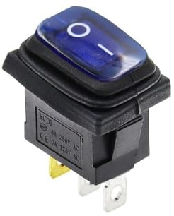 1 STÜCKE 15X21 MM On-Off IP67 3Pin Blaues licht 6A 10A 250VAC Druckschalter Wippschalter