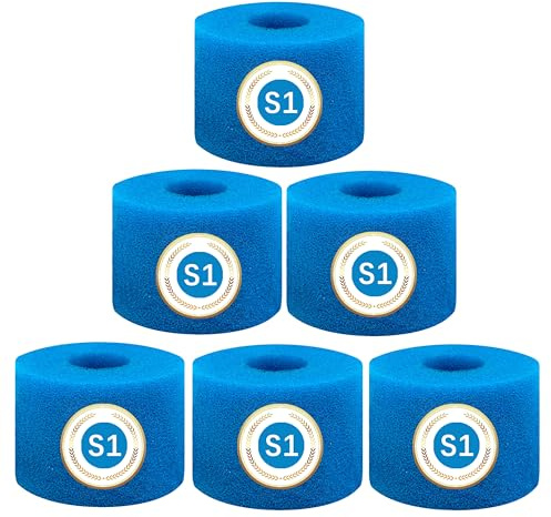 TIDGRD Éponge Filtrante de Type S1,Hautement élastique éutilisable éponge Cartouche filtrante,pour spas, piscines, Jardins extérieurs (6 Pcs)
