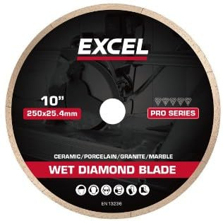 Excel 250mm Continuous Rim Tile Saw Blade for 1250mm Wet Tile Cutter
