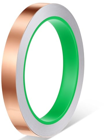 Skrfren 1 Rolle Kupferfolienband, Doppelseitig leitfähiges Klebeband aus Reinem Kupfer, 13 mm X 20 m Langes Band, Für EMI/RFI-Abschirmung, Elektroreparatur, Buntglas und Löten