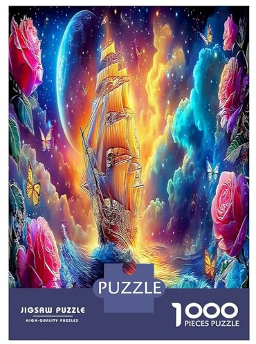 Segelboot Night Voyage Puzzle Pädagogisches Spiel Pädagogisch Geschenke 1000 Stück Fantasy Reise Jigsaws Puzzles Für Jugend Und Puzzle-Liebhaber 52x38cm/1000pcs