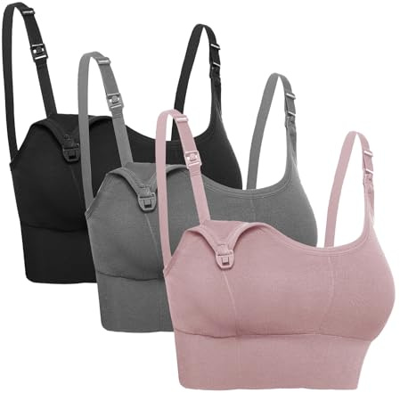 Oliaekd Sujetador de Lactancia sin Costuras y Sin Aros - Sostén Cómodo y Suave para Embarazo,Lactancia,Dormir y Uso Diario - Brasier de Lactancia Ajustable y Transpirable 3 Pack