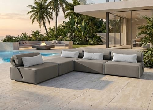 TRADA Gartensofa Bali L - Wetterfeste Balkonmöbel & Lounge Sofa Außen - Moderne Outdoor Couch für Garten - Balkon & Terrasse - Beige