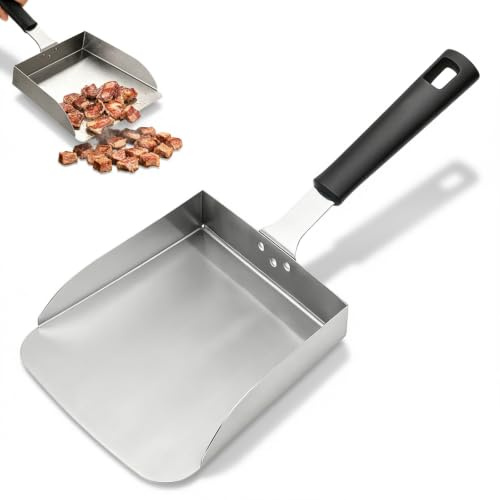 Spatule Plancha en Acier Inoxydable, Spatule Plancha Multifonction avec Manche Amovible, Pelle BBQ pour Grill, Plaques de Cuisson, Teppanyaki, Burger & Charbon, 19×19×4 cm