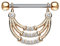 beyoutifulthings Brustwarzen-Piercing ANHÄNGER 3 Reihen ZIRKONIA Brust-Piercing Nippel-Piercing Edelstahl Clear ROSÈGOLD 1,6mm 14mm