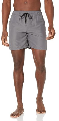 Amazon Essentials Bañador de 18cm con Forro de Malla, Bolsillos y Cierre con Cordón Hombre, Color Carbón, M