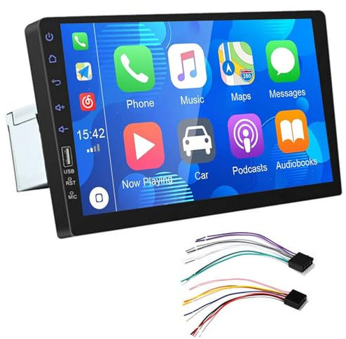 PolarLander Autoradio Bluetooth Estéreo para automóvil Carplay Android Auto 9 Pulgadas Pantalla táctil Vídeo Reproductor MP5 USB TF Unidad de Cabeza estéreo con cámara de visión Trasera