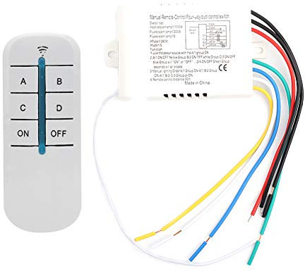 Interruttore Telecomando Senza Fili 4 vie ON/OFF 220V Interruttore Ricevitore Telecomando per Trasmettitore da Parete Digitale con Anti-disturbo