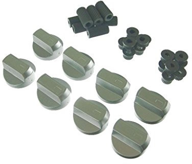 Ufixt 8 x Fits Moffat, Morphy Richards, Nardi and New World Universal Cooker/Oven/Grill Control Knob And Adaptors Silver