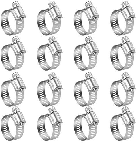 Winlong Stainless Steel Hose Clamps - 16 Pack Worm Gear Drive Hose Clamps SAE Size 20 Clamping Range 3/4'' to 1-3/4 Inch (20mm-44mm) for Automotive Plumbing, 3/4'', 1'', 1 1/4'', 1 1/2'' Hose Clamps