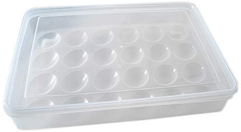 Beauneo Soporte para Huevos para Refrigerador, Portador de Bandeja de Huevos Rellenos con Refrigerador de Tapa Almacenamiento de Huevos, Bandeja de 24 Huevos