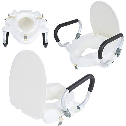 Ejoyous Arm Raised Toilet Seat, Wide Inner Ring Raised Toilet Seat for Disability for Toilet