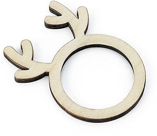 PartyDeco Serviettenringe Weihnachten Holz Tisch Deko Rentier 6 Stück Hellbraun