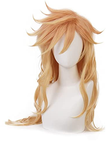 maysuwell für Cosplay-Perücken Langes gelbes Haar Anime-Perücke für Männer und Frauen für Halloween, Karneval, Kostümparty mit Perückenhaube