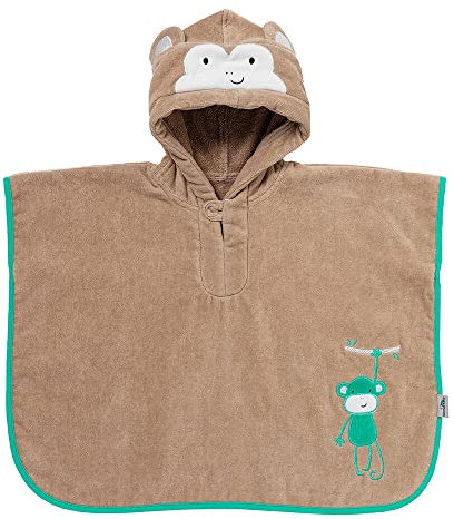 schlummersack kuschelig weicher Badeponcho mit Kapuze, Poncho für den Strand - AFFE - für Jungen und Mädchen von 1-3 Jahre