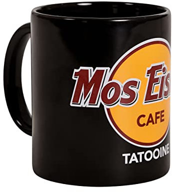 Elbenwald Tazza con Mos Eisley Cafe stampa a tutto tondo per fan di Star Wars, 320 ml, ceramica nera