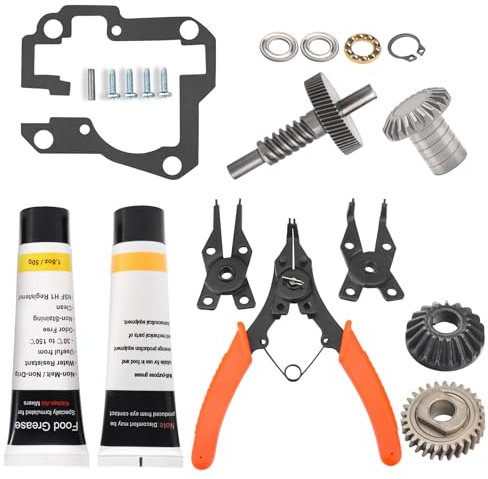 Worm Gear Kit 9706529, 9709511, 9703337, 9709231 Compatible with Whirlpool/KitchenAid 5QT & 6QT Stand Mixer with Worm Gear, Food Grade Grease, Retaining Ring Pliers, Mixer Bevel Gear Kit etc