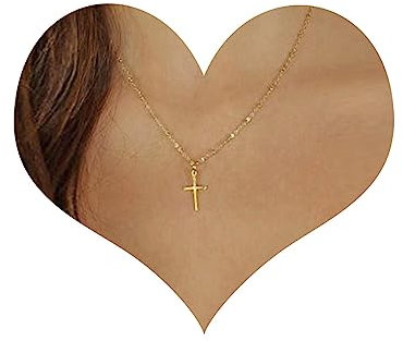 Dervivea Vintage Cross Choker Halskette Winziges Kreuz Anhänger Halskette Gold Kreuz Halskette Kette Minimalistische Religion Halskette Schmuck für Frauen und Mädchen