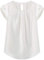 TASAMO Women’s Blouses Casual Cap Sleeves Front Pleated Round Neck Keyhole Back Chiffon Dressy Top(Large, White)