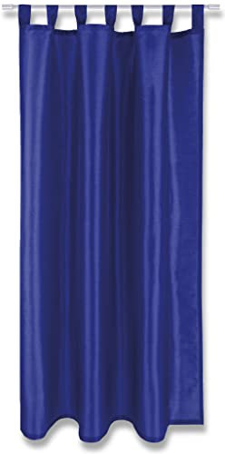 Blickdichte Blaue Gardine Alessia mit Schlaufen in 140x245cm (BxL), in vielen Größen und Farben