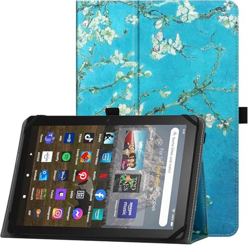 HGWALP Universal Hülle für 9-11 Zoll Tablet,Folio Hülle Schutzhülle für 9,9.7,10, 10.1, 10.5, 11.1 Zoll Touchscreen Tablet, Mit Handschlaufe und Stand Funktion-Apricot Flower